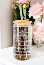 16oz Beer Can Glass w/straw
